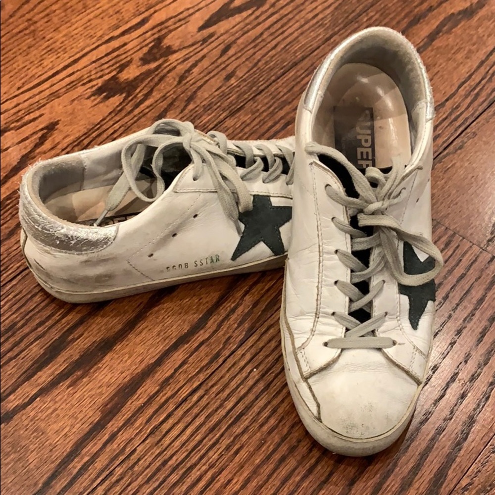 Golden Goose White Sneakers /Green Star! Size 38